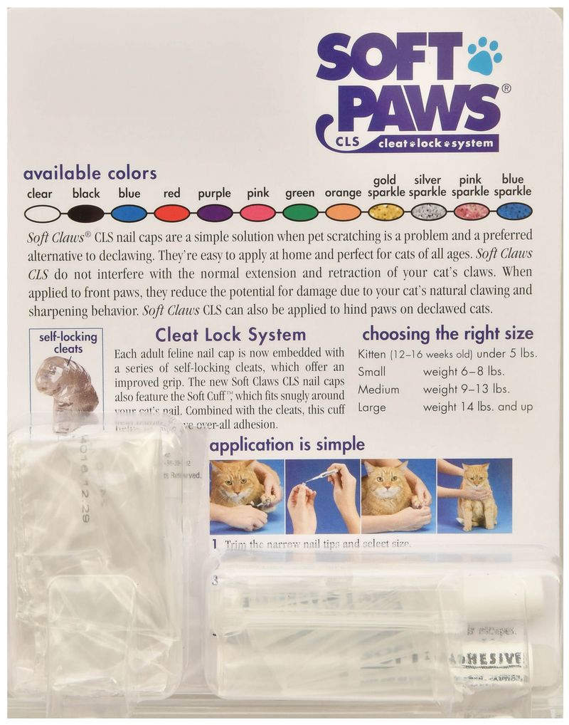 Soft Claws for Cats - CLS (Cleat Lock System), Size Medium, Color Clear