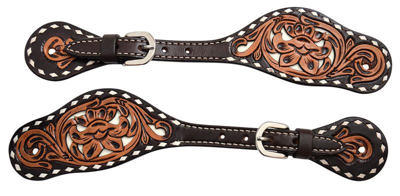 Circle-Y-Men-s-White-Inlay-and-Buckstitch-Spur-Straps