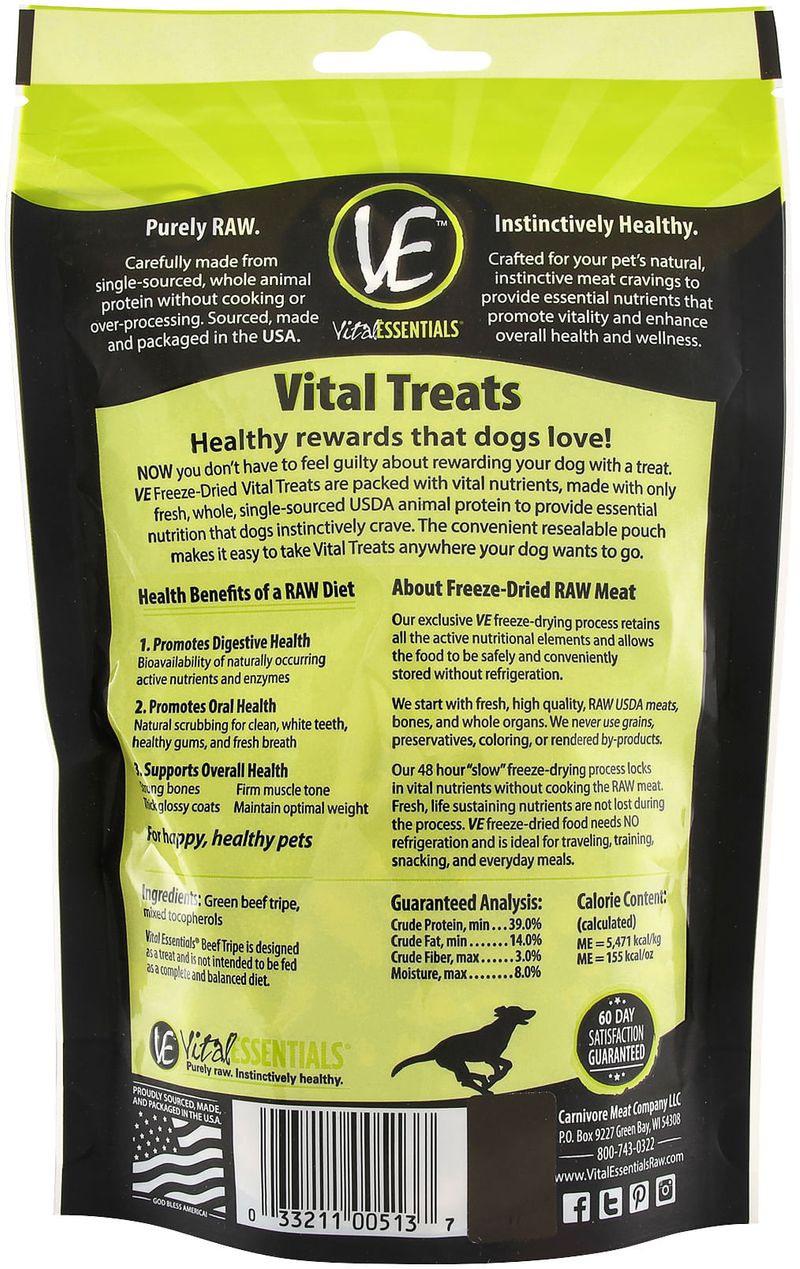 Vital Essentials FreezeDried Beef Tripe Dog Treats Jeffers