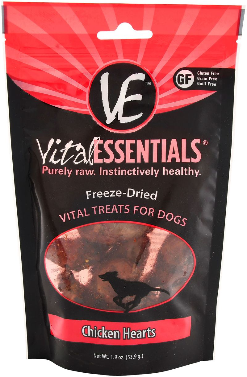 Vital Essentials FreezeDried Chicken Hearts Dog Treats Jeffers
