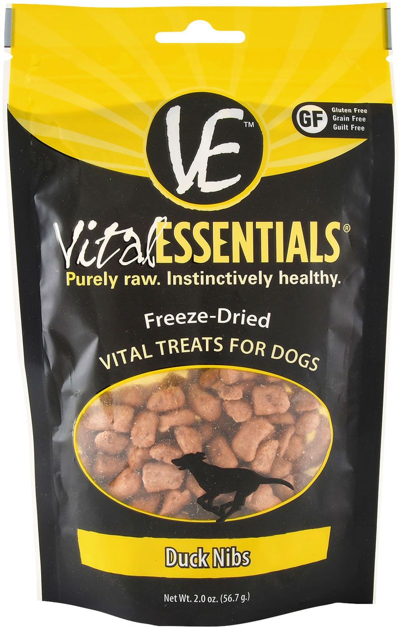 Vital Essentials FreezeDried Duck Nibs Dog Treats Jeffers