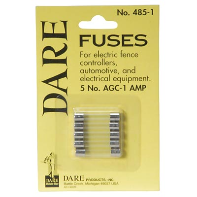 New 5 Pk No AGC-1 Amp Fuses by Dare # 485-1 for Electric Fence controllers etc. 