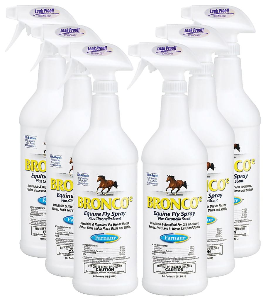 6 Pack Bronco e Fly Spray for Horses, Quart Jeffers