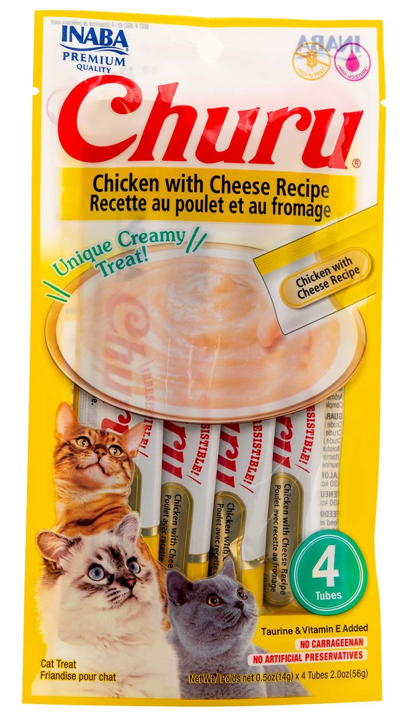 4 pack Churu Chicken w/ Cheese Puree Lickable Cat Treats Jeffers