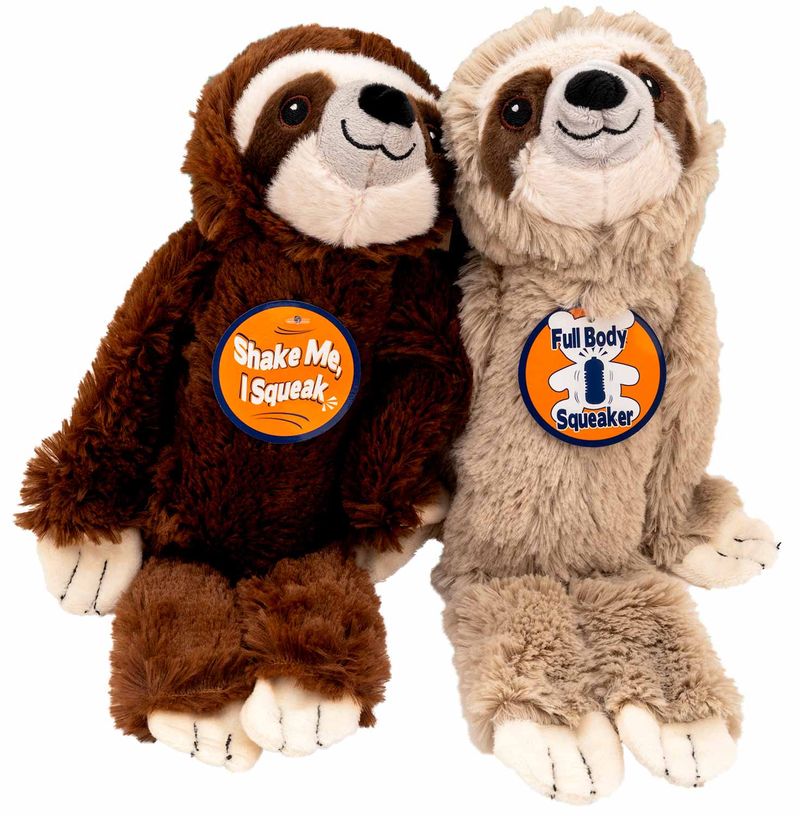 Shake & Squeak Plush Sloth Dog Toy, Assorted Jeffers