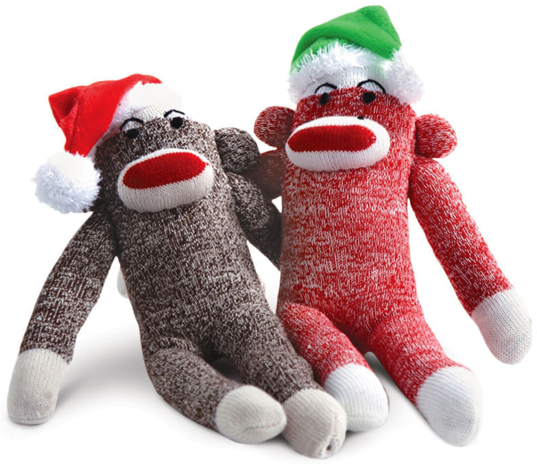 christmas sock monkey dog toy