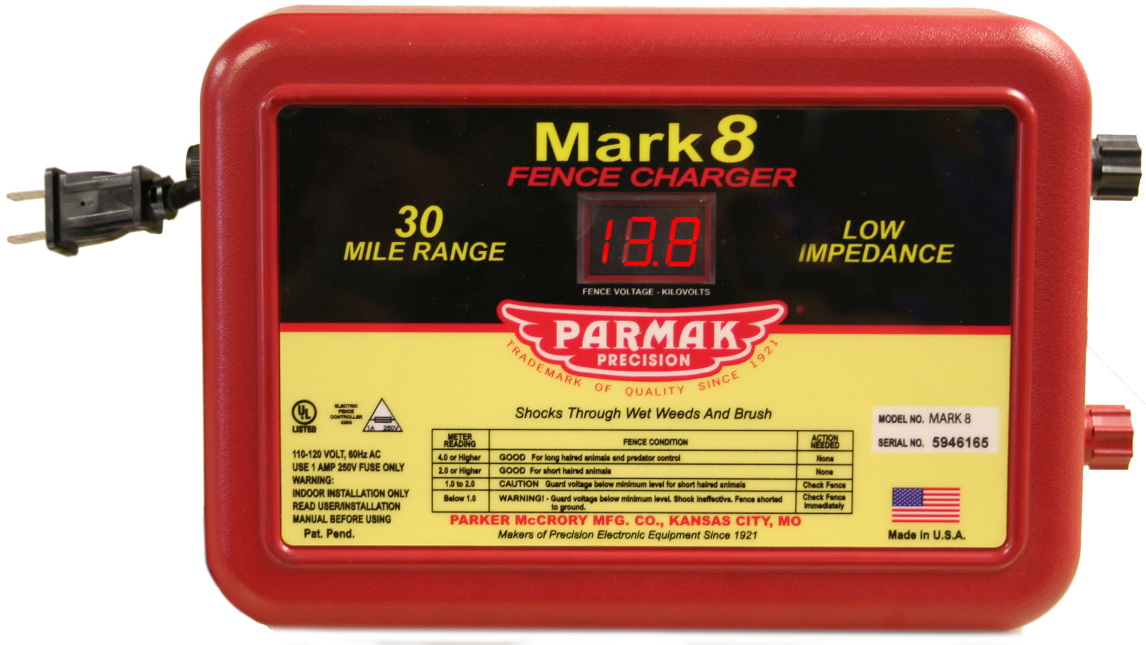 Parmak Mark 8 Electric Fence Charger, 110120 Volts Jeffers