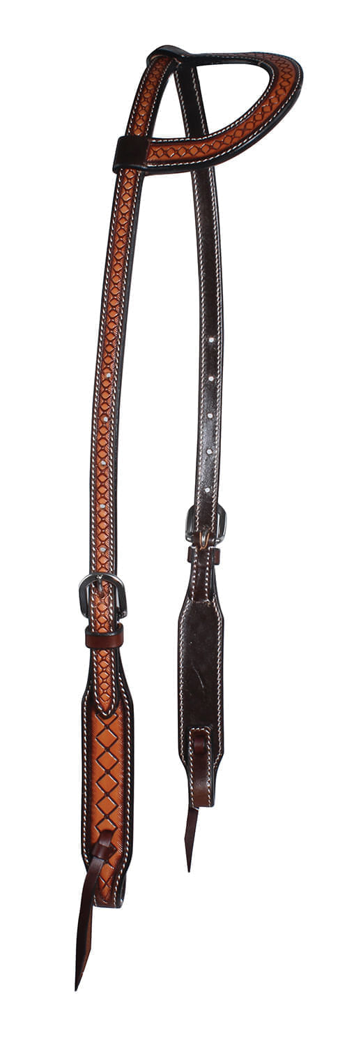 Professional-s-Choice-Crosshatch-One-Ear-Headstall-Brown
