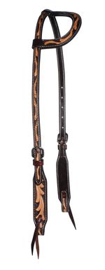 Floral-One-Ear-Headstall-Brown