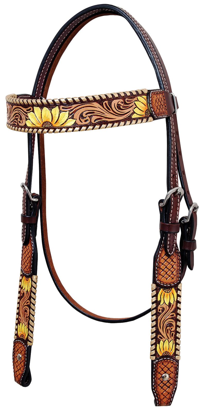 Rafter-T-Painted-Sunflower-Browband-Headstall