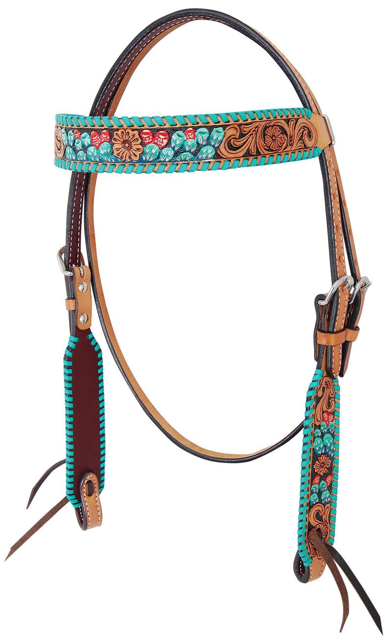 Rafter-T-Painted-Cactus-Browband-Headstall