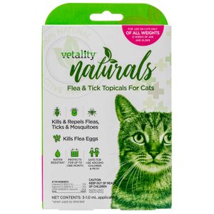 Vetality Naturals Flea & Tick Topicals for Cats, 3-pk