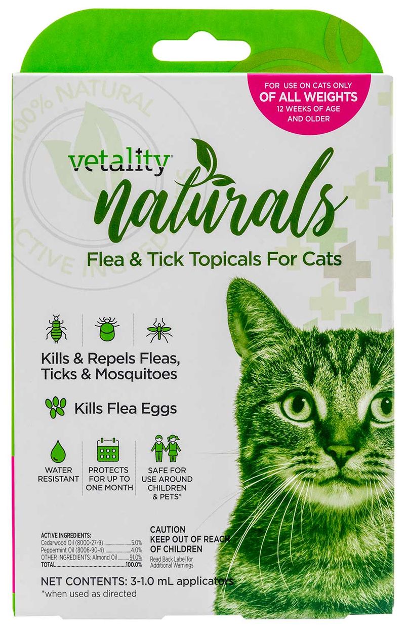 Vetality Naturals Flea & Tick Topicals for Cats, 3pk Jeffers