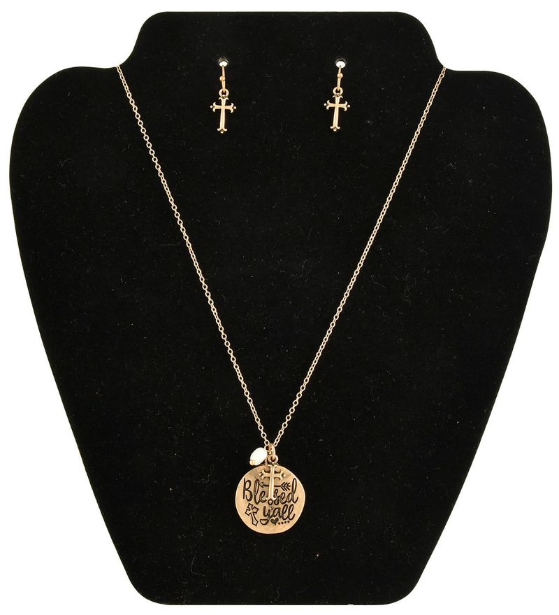 -Blessed-Y-all--Necklace---Earring-Set-
