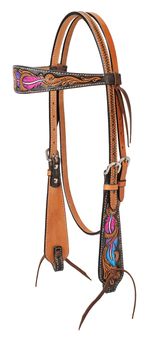 Turquoise-Cross-Twisted-Feather-Browband-Headstall