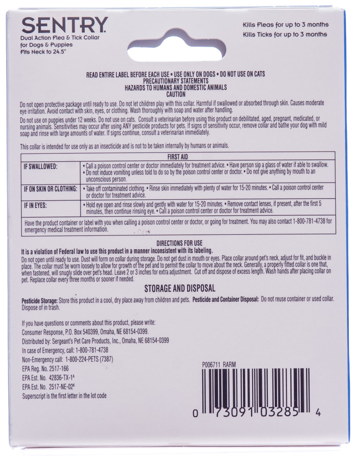 SENTRY® Dual Action Flea & Tick Pet Collars, Dog (24.5") Jeffers