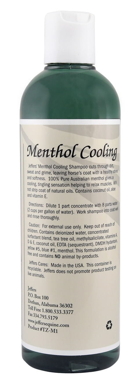 Jeffers Menthol Cooling Horse Shampoo Australian Menthol Jeffers