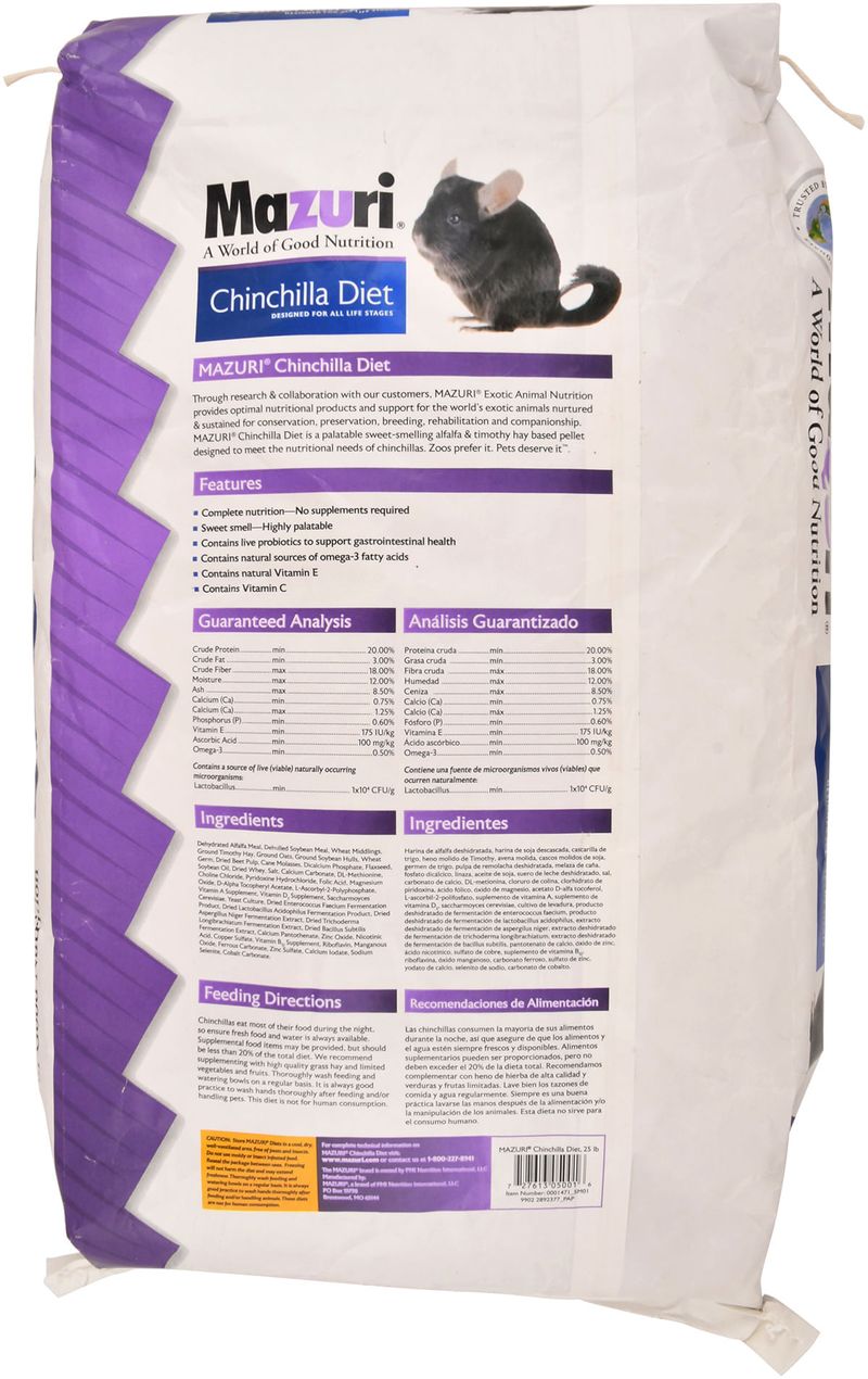 Mazuri chinchilla hotsell food 25 lb