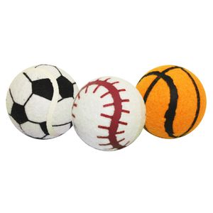 3-pk Tennis Sports Balls, 2.5", Assorted