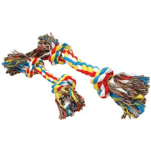 Jeffers Multicolored Braided Rope Bone Tug Toy