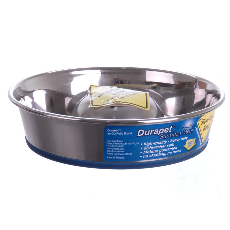 OurPets DuraPet Slow Feed Premium Stainless Steel Dog Bowl