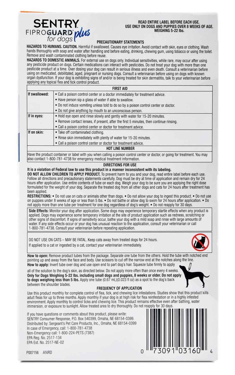 Sentry fiproguard store plus for dogs