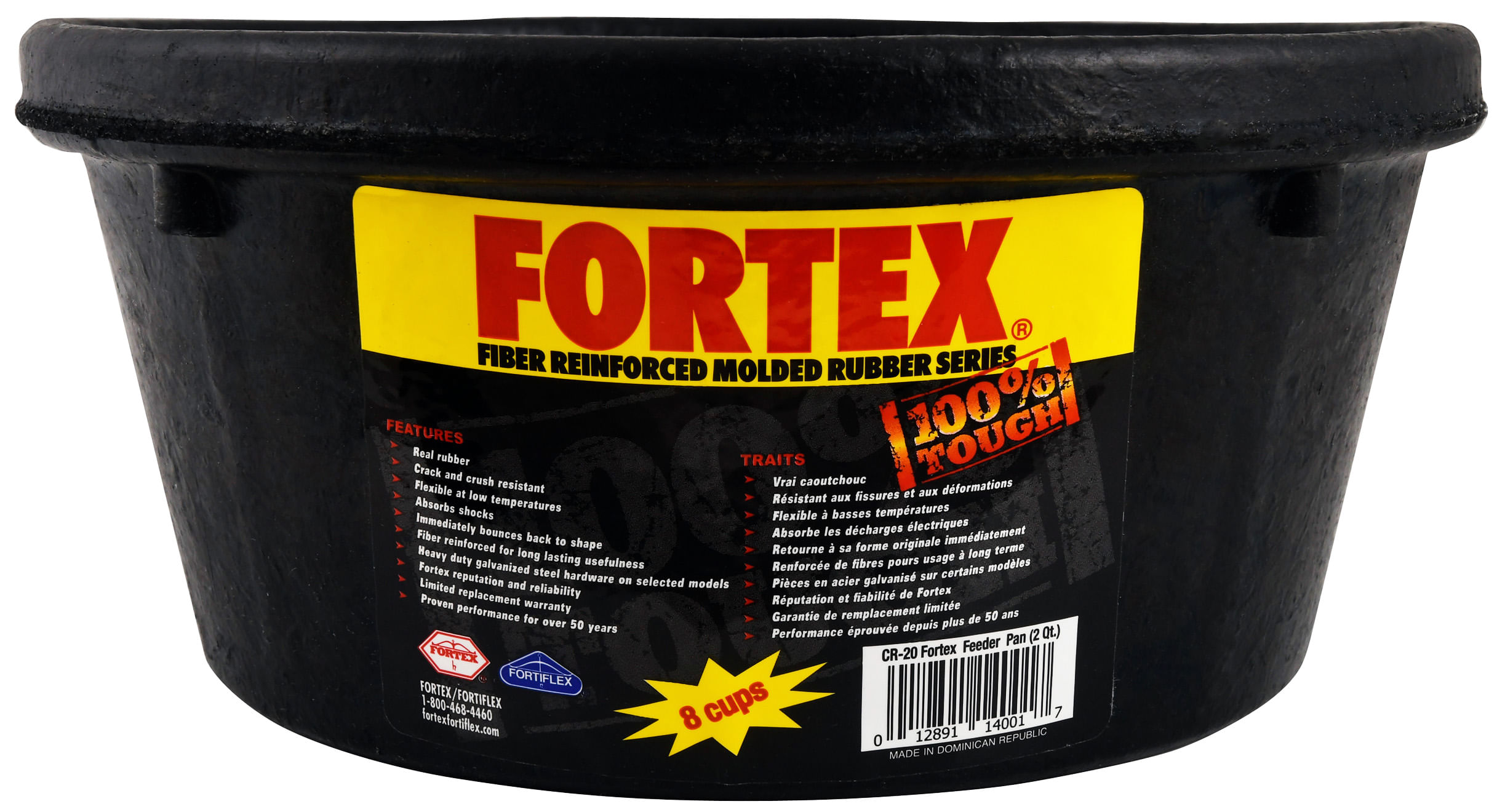 Fortex Rubber Feed Pan, 4.5 Deep, Black - Jeffers