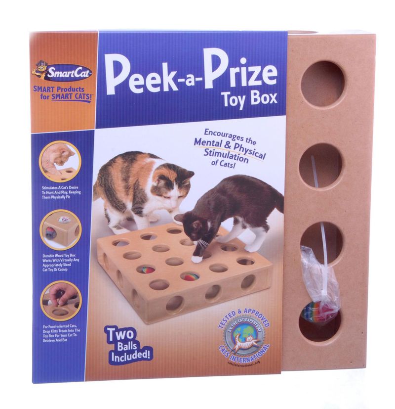 PeekAPrize Toy Box Cat Toy, 14" x 14" Jeffers