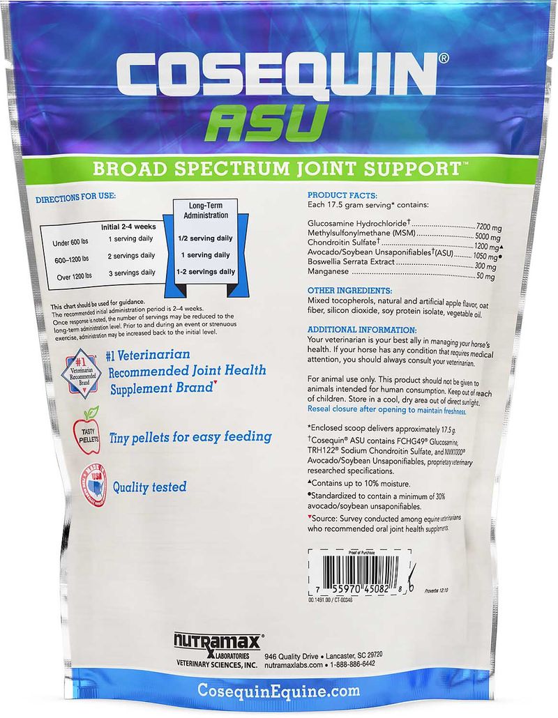 Cosequin ASU Pellets Joint Health Supplement for Horses Pellets with
