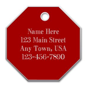 Large Stop Sign Dog Tag, Red