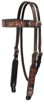 Circle-Y-Distressed-Floral-and-Beaded-Headstall