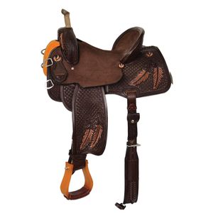 Team Camarillo Fine Feathers Barrel Saddle, Wide Tree, Chocolate