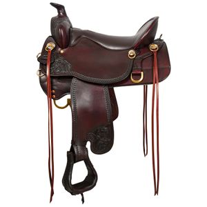 Tucker Custom High Plains Hand Tooled Trail Saddle, Wide, Brown