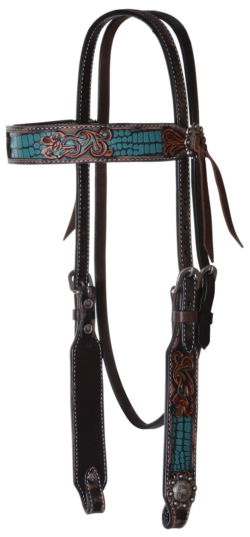 Circle-Y-Distressed-Gator-Browband-Headstall