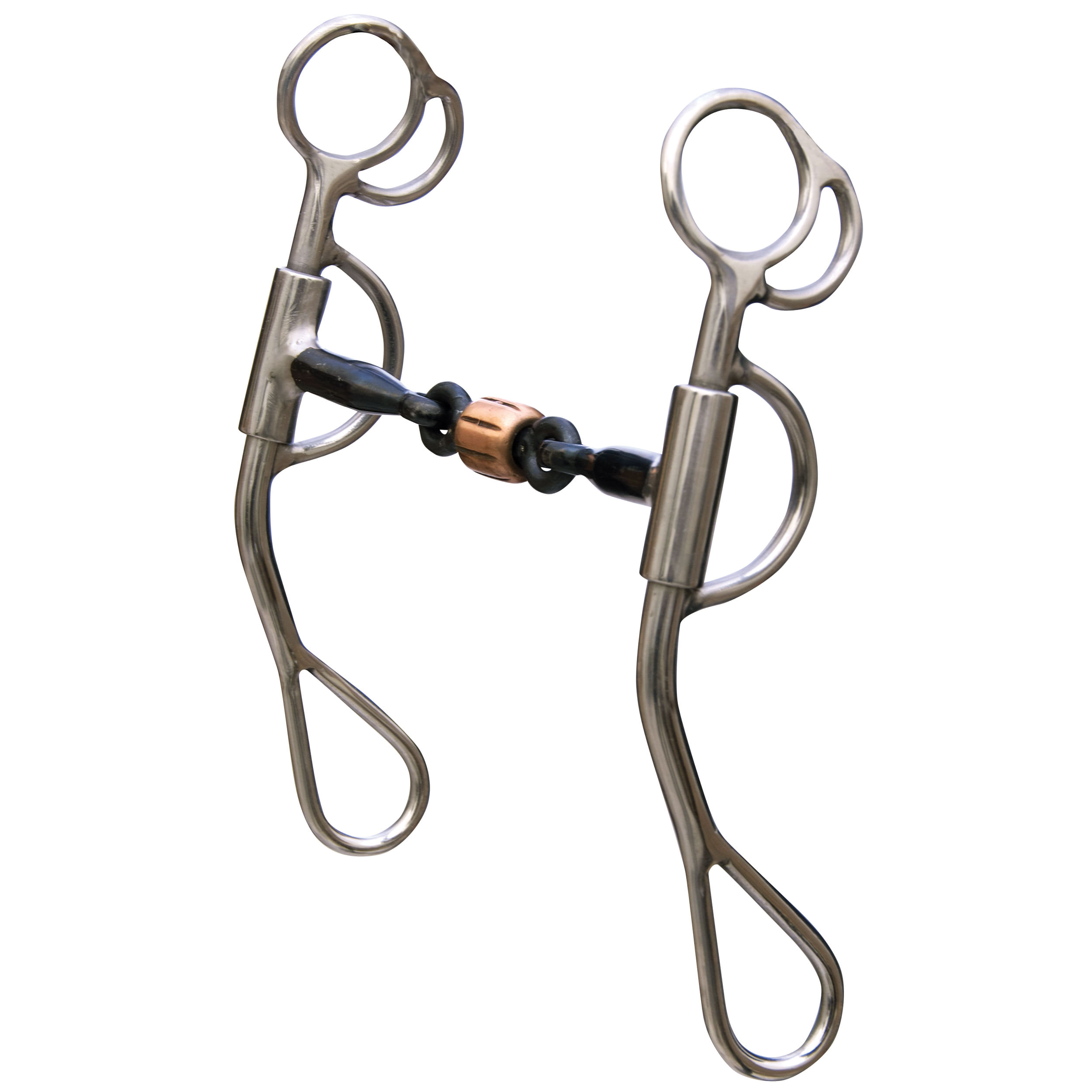 Showman Stainless Steel Reining Bit w/ Copper Roller & Slobber Chain HORSE TACK 