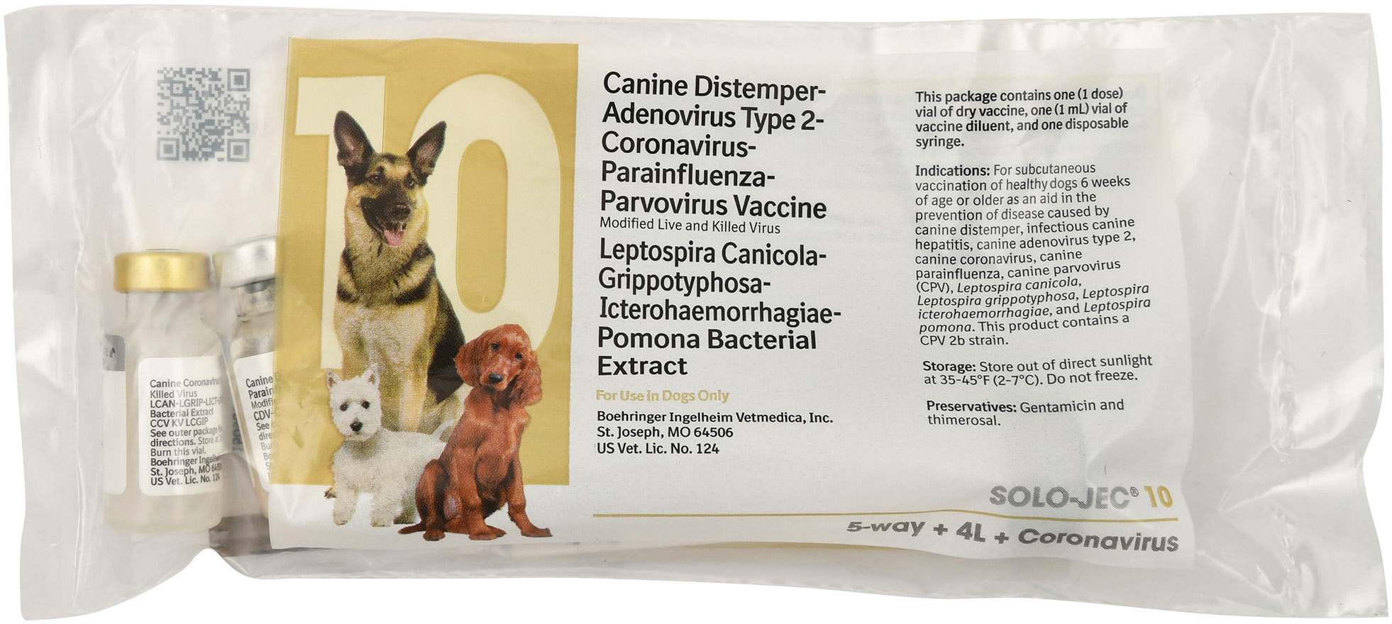 SoloJec 10 (10way dog vaccine), 1 dose Jeffers