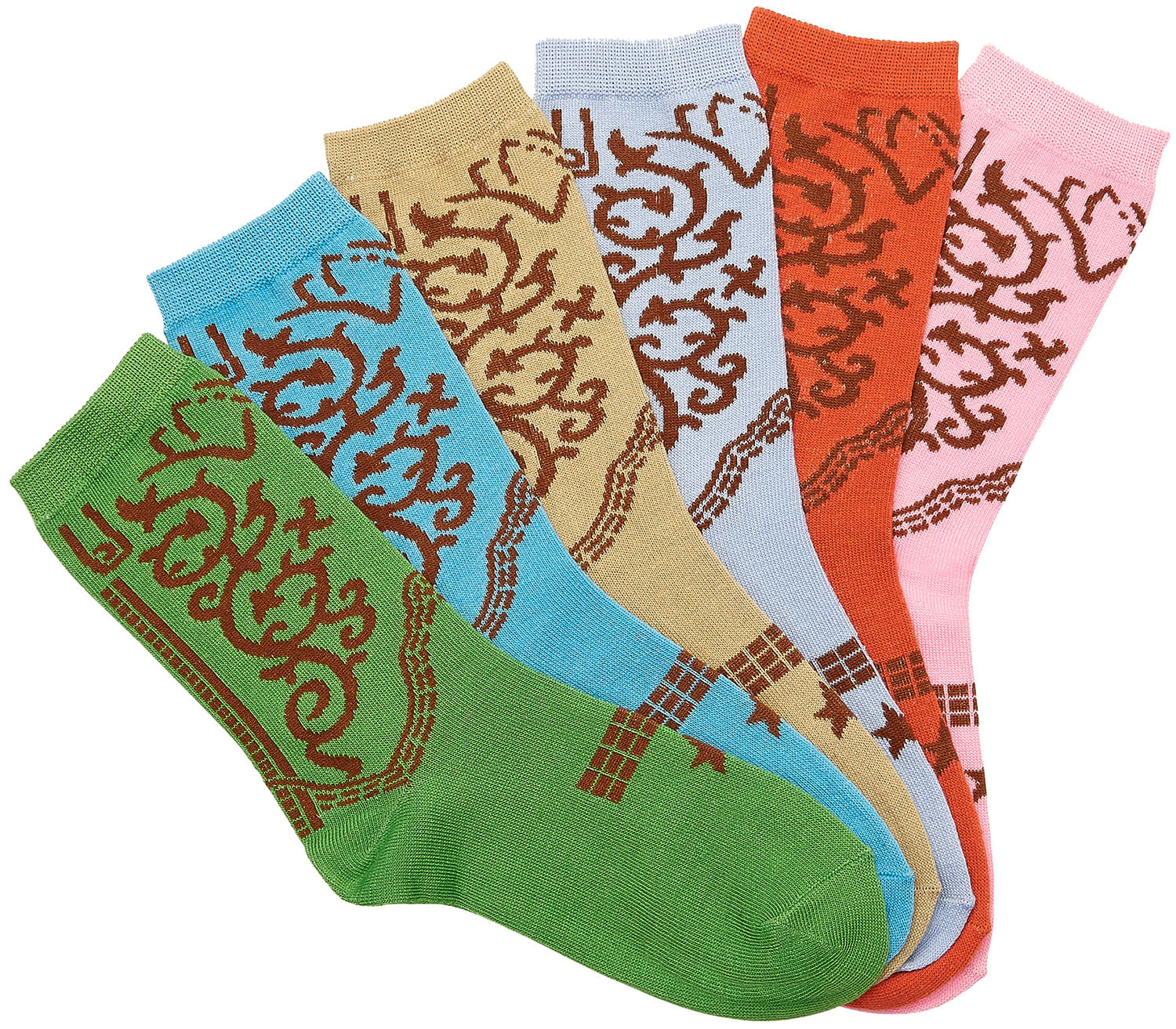 Ladies "Western Boot" Socks, 6 pair Jeffers