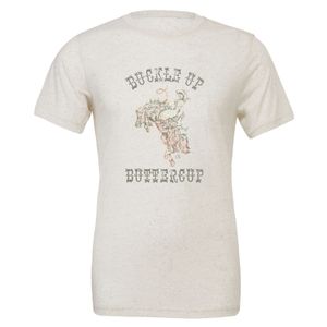 STS Buckle Up Buttercup Tee, Heather White