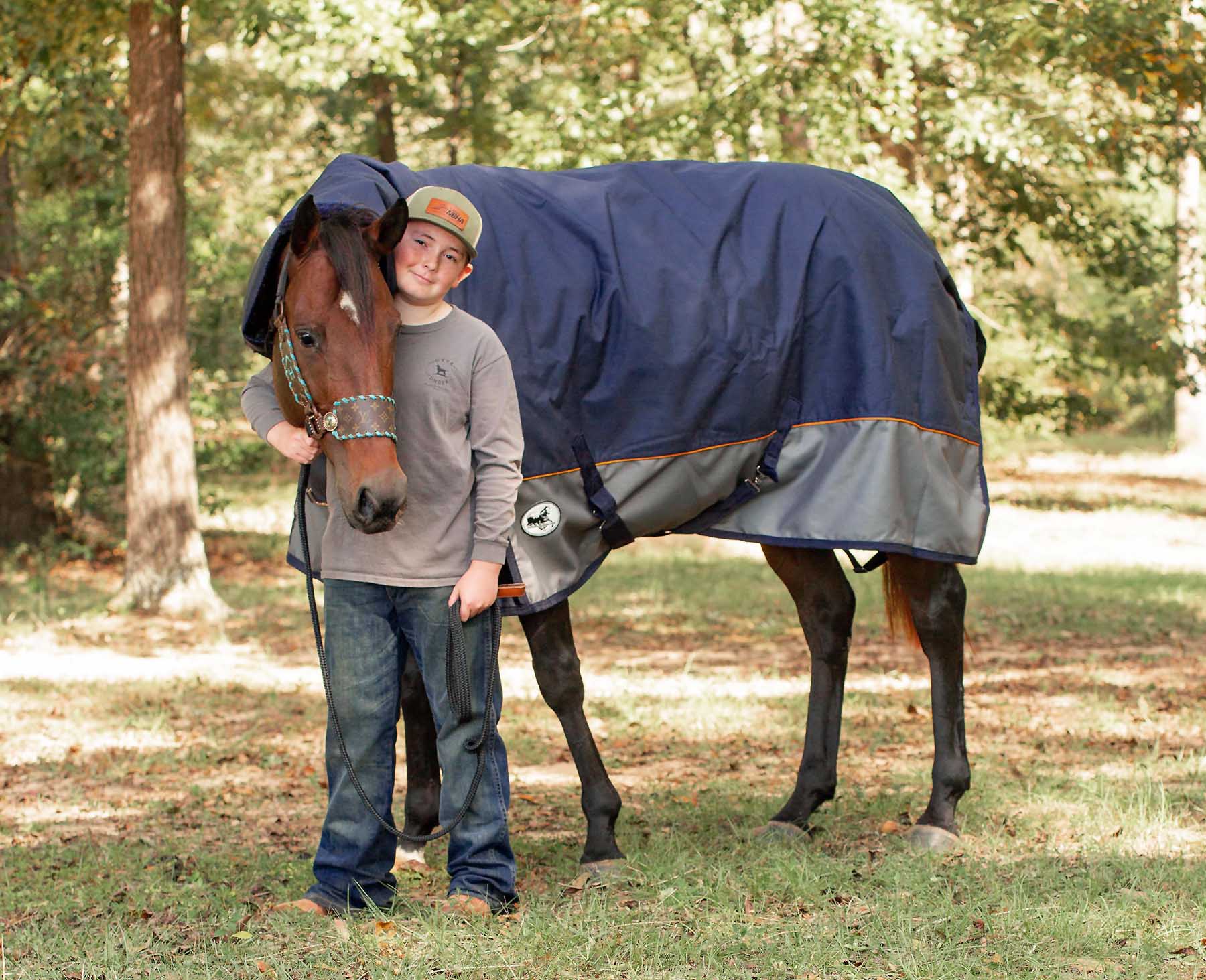 Jeffers Economy Plus Combo Neck Horse Blanket, Navy/Gray Jeffers