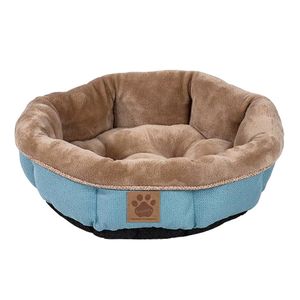 Rustic Elegance Round Shearling Pet Bed, 17"D