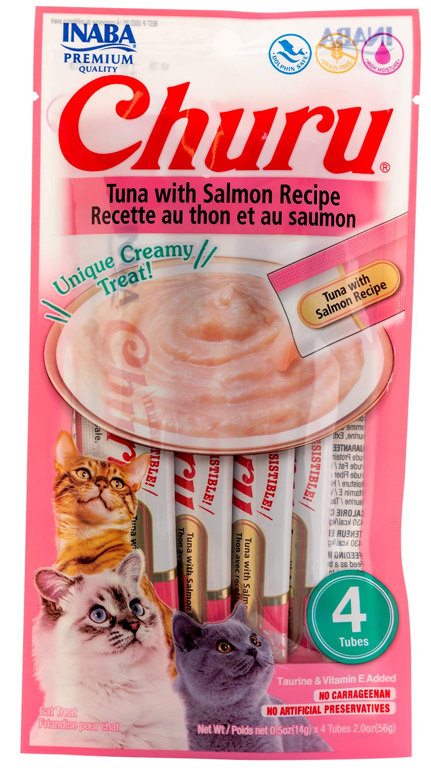 4 pack Churu Tuna w/ Salmon Puree Lickable Cat Treats - Jeffers