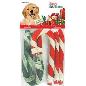 Holiday Beefhide Munchy Canes, 5-pack, approx. 6"