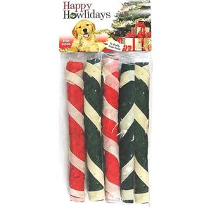 Holiday Beefhide Munchy Sticks w/ Wrap, 5-pk