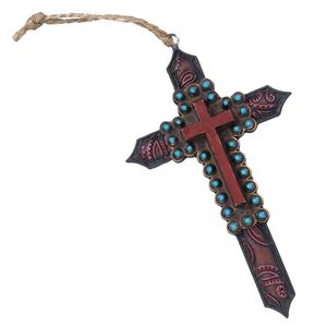 Red Paisley Cross Ornament