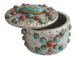 Turquoise-and-Red-Stones-Jewelry-Trinket-Box