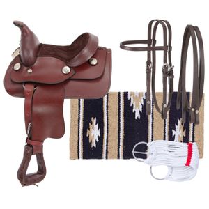 Miniature Western Leather Saddle Package