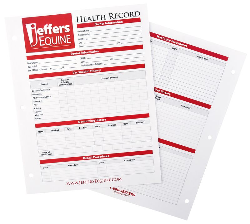 Horse Health Records, 8.5" x 11" with 3hole Punch by Jeffers Jeffers