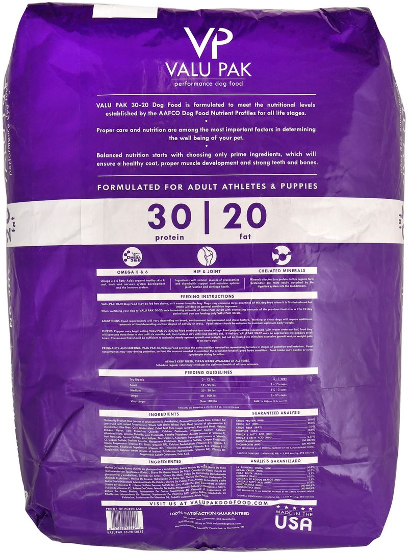 Valu-Pak 30-20 Dog Food (Purple Bag), 50 lb - Jeffers