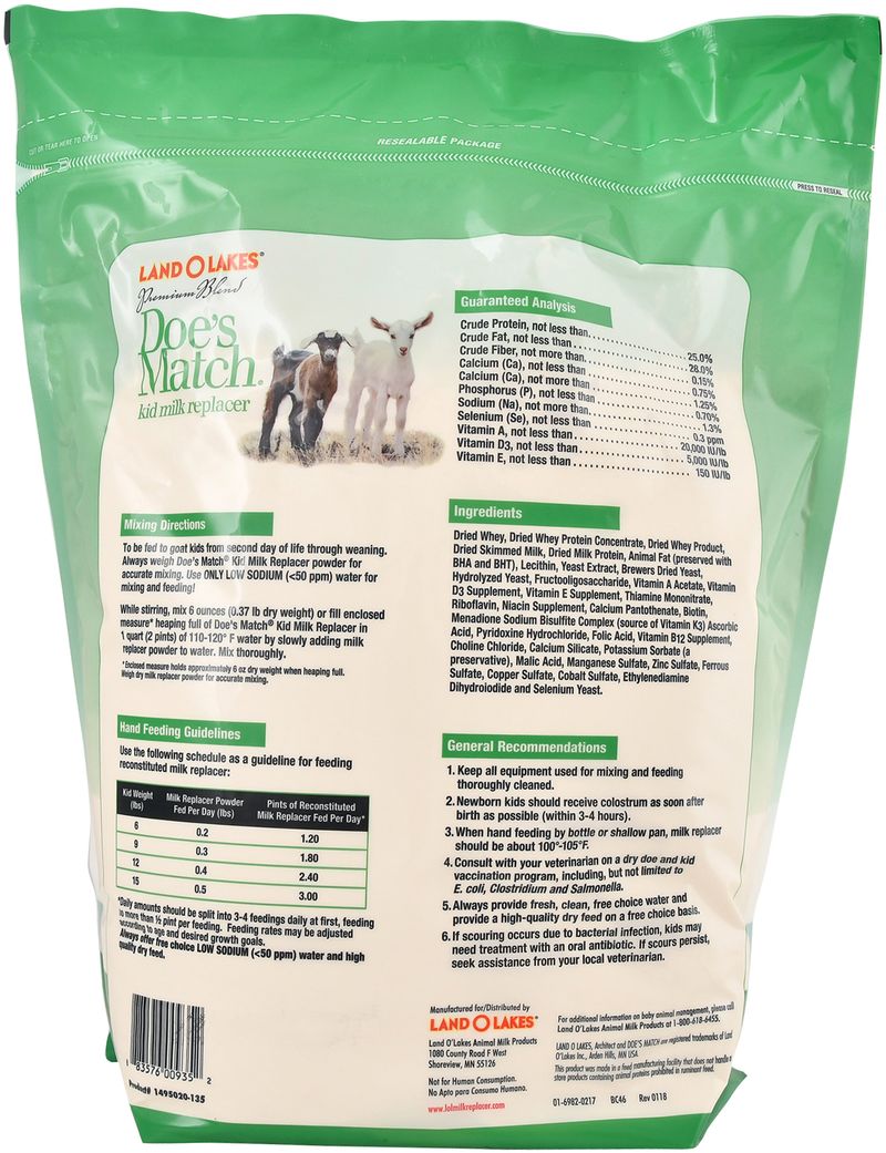 Doe's Match Kid Milk Replacer for Goats Jeffers