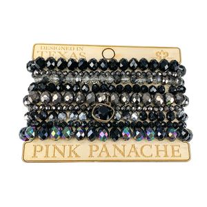 Pink Panache 9-Strand Black Crystal Bracelet Set
